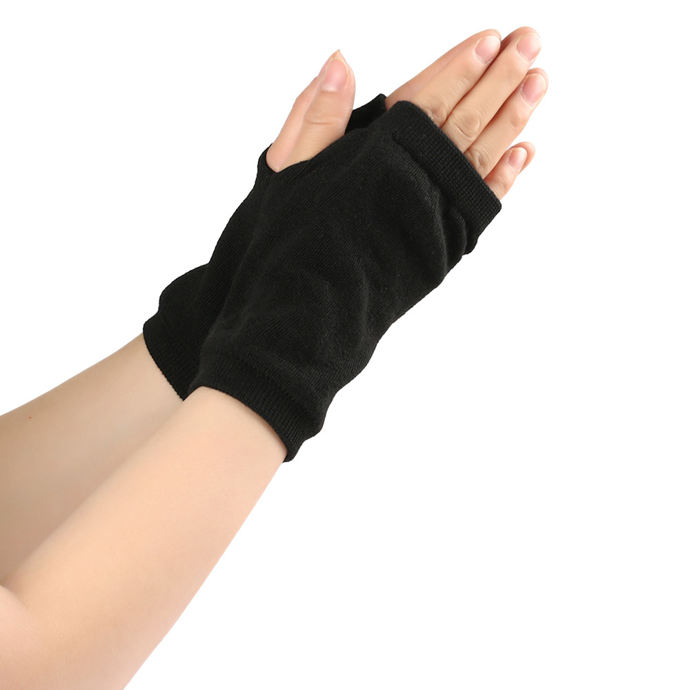 Mangas de muñeca abiertas a rayas para hombres y mujeres, tejido fino, guantes cortos de escritura para niños, color sólido, para hacer uno mismo_voghion.com