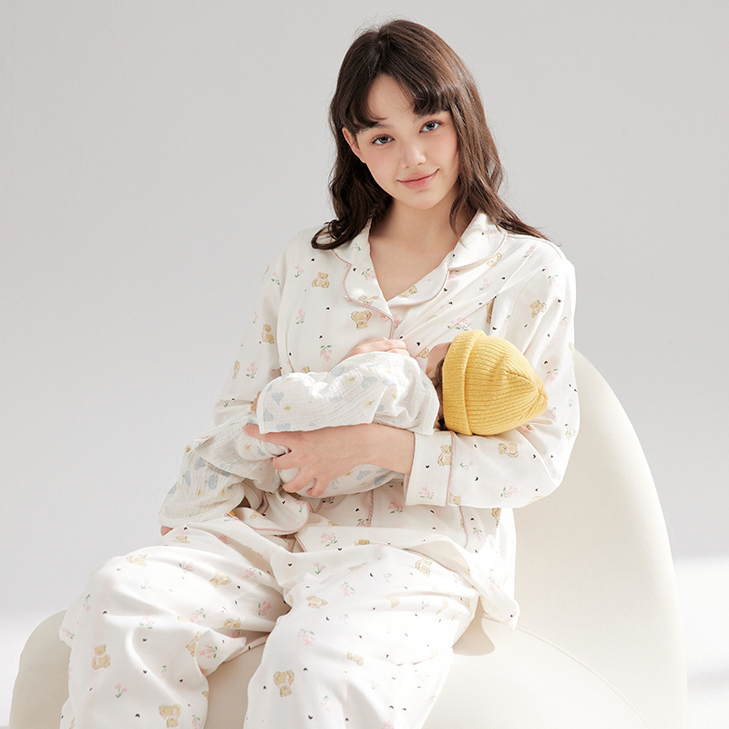 Maternity Pajamas for All Seasons, Knitted Cotton Maternity Pajamas, Nursing Pajamas, Spring and Summer Maternity Nursing Home Clothes, Summer Gauze