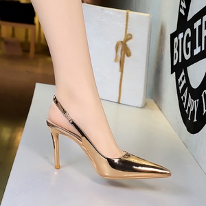 312-9 European and American style banquet, empty high heels for women, shallow mouth, sexy slim high heels, back strap, 