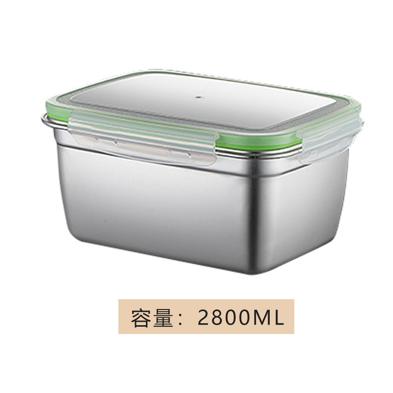 304 de acero inoxidable crisper alimentos grado espesado refrigerador sellado caja de almacenamiento Bento caja de almuerzo caja de almacenamiento multiusos