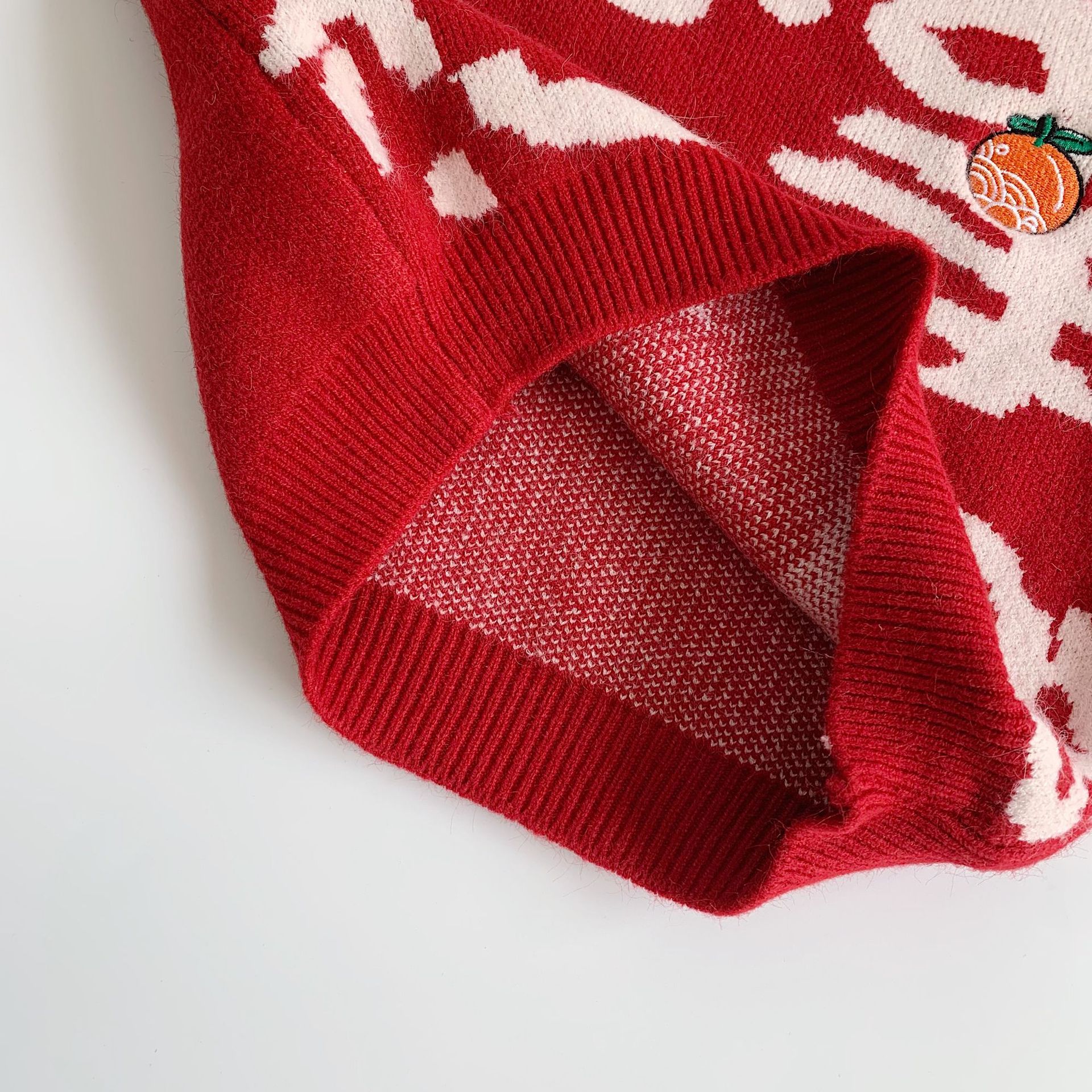 Children's winter red festive sweater