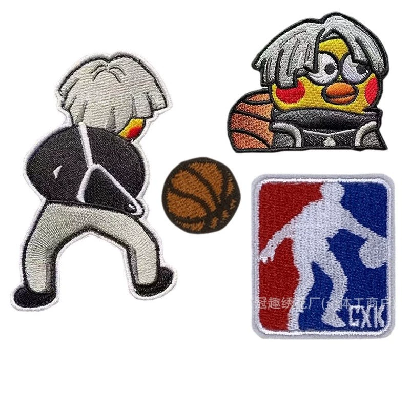 «Title: Ikun Kun Basketball Embroidery Patch - Cute Cartoon Chicken Design for Stylish Customization»