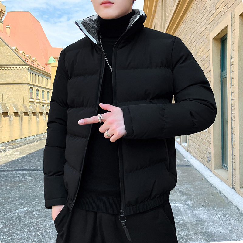 2023 ropa de algodón acolchado de los nuevos hombres ropa de algodón acolchado de moda simple todo el Partido collar de pie forrado de lana engrosada chaqueta de abrigo en stock al por mayor