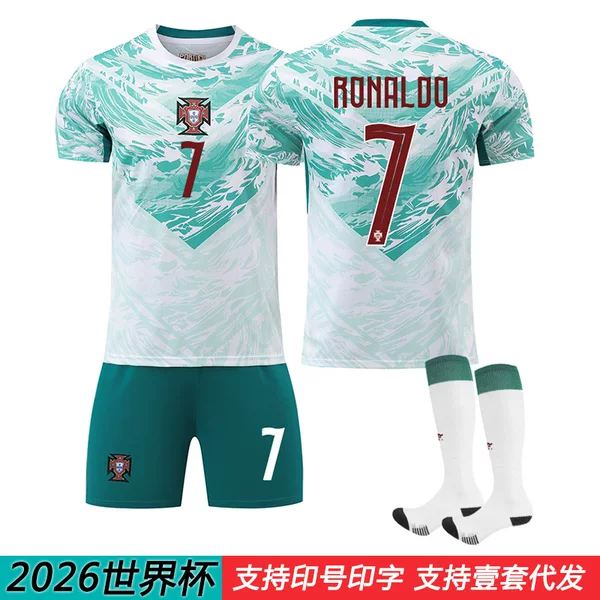2026 World Cup Portugal Away National Children's Football Uniform Set 7C Ronaldo Jersey 8B Ferravati Leon
