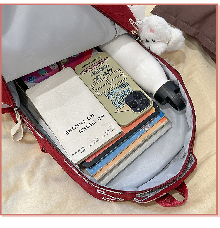 School Backpack Set For Girls Large Capacity College Bag_voghion.com