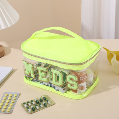 Amazon PVC 透明刺繍文字化粧品バッグ旅行用トイレタリーバッグ大容量収納バッグ便利なハンドバッグ
