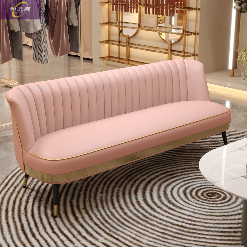 New Modern Simple Small Sofa Nordic Minimalist Light Luxury Bedroom Clothing Store Barber Shop Internet Popular Double Three-Person Sofa