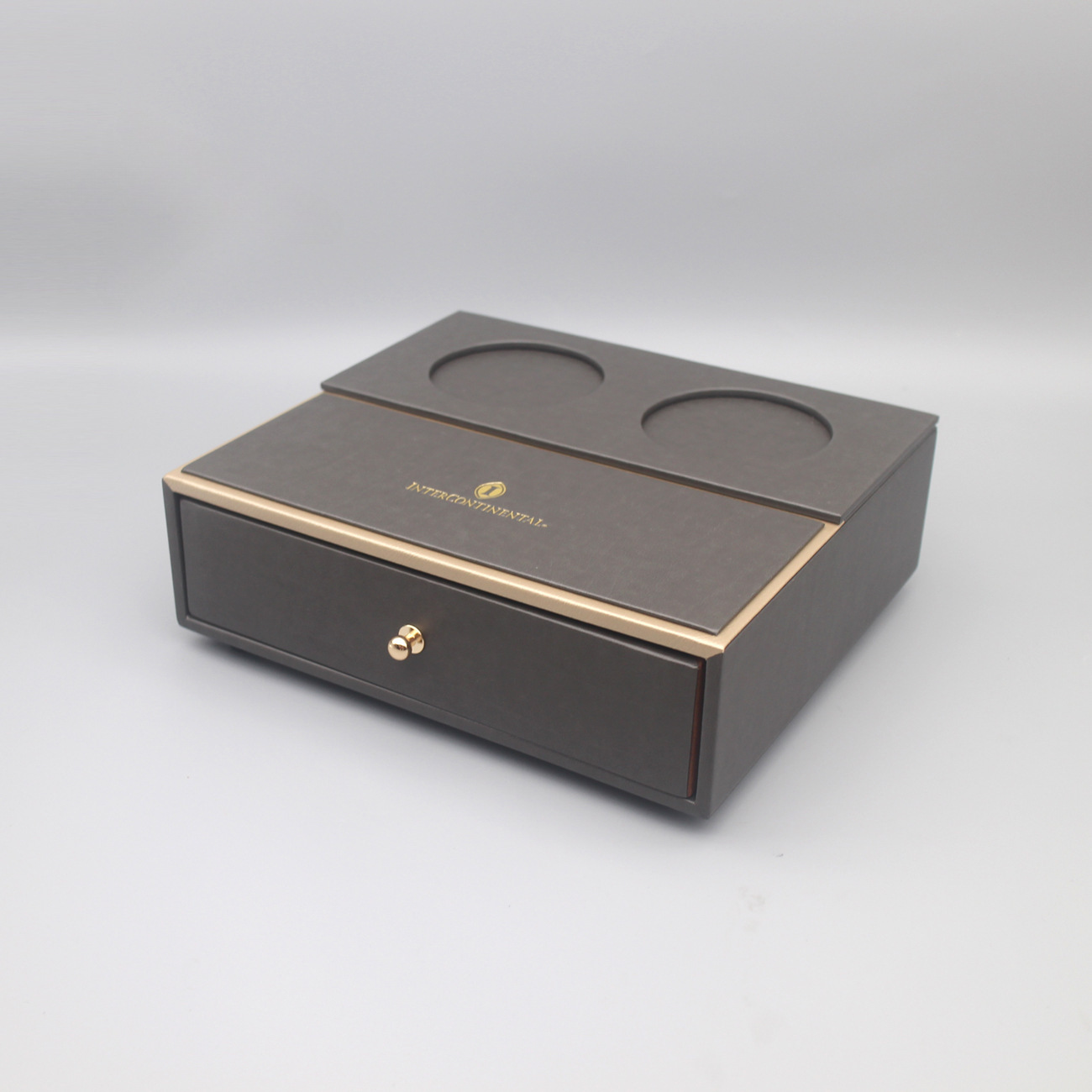 Caja de almacenamiento de hoteles Caja de artículos de cuero de alto nivel Guía de servicio de habitaciones Clip de notas Base de control remoto Kit de residencia