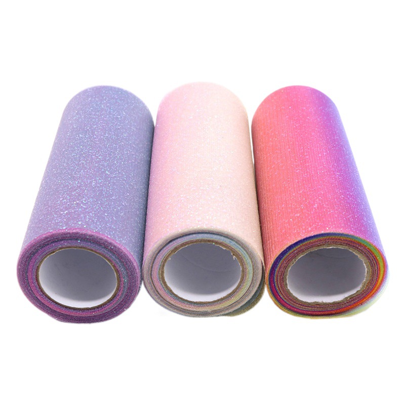 6 pulgadas 10-yarda Rosa Arco Iris degradado color tela americana malla rollo niños muñeca flash hilo tutú