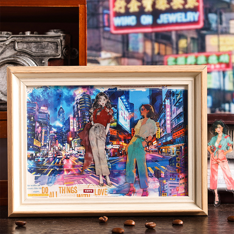 Hong Kong Rhyme estilo transparente pegatinas impermeables para mascotas bolsas diy diario pegatinas retro calle de figuras pegatinas de chicas