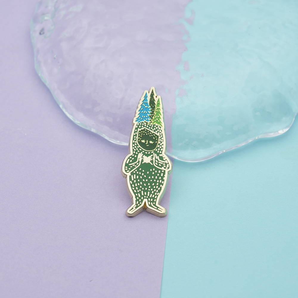 Green Tree Man Brooch Cartoon Plant Pine Tree Badge Enamel Brooch Creative Collar Backpack Decoration