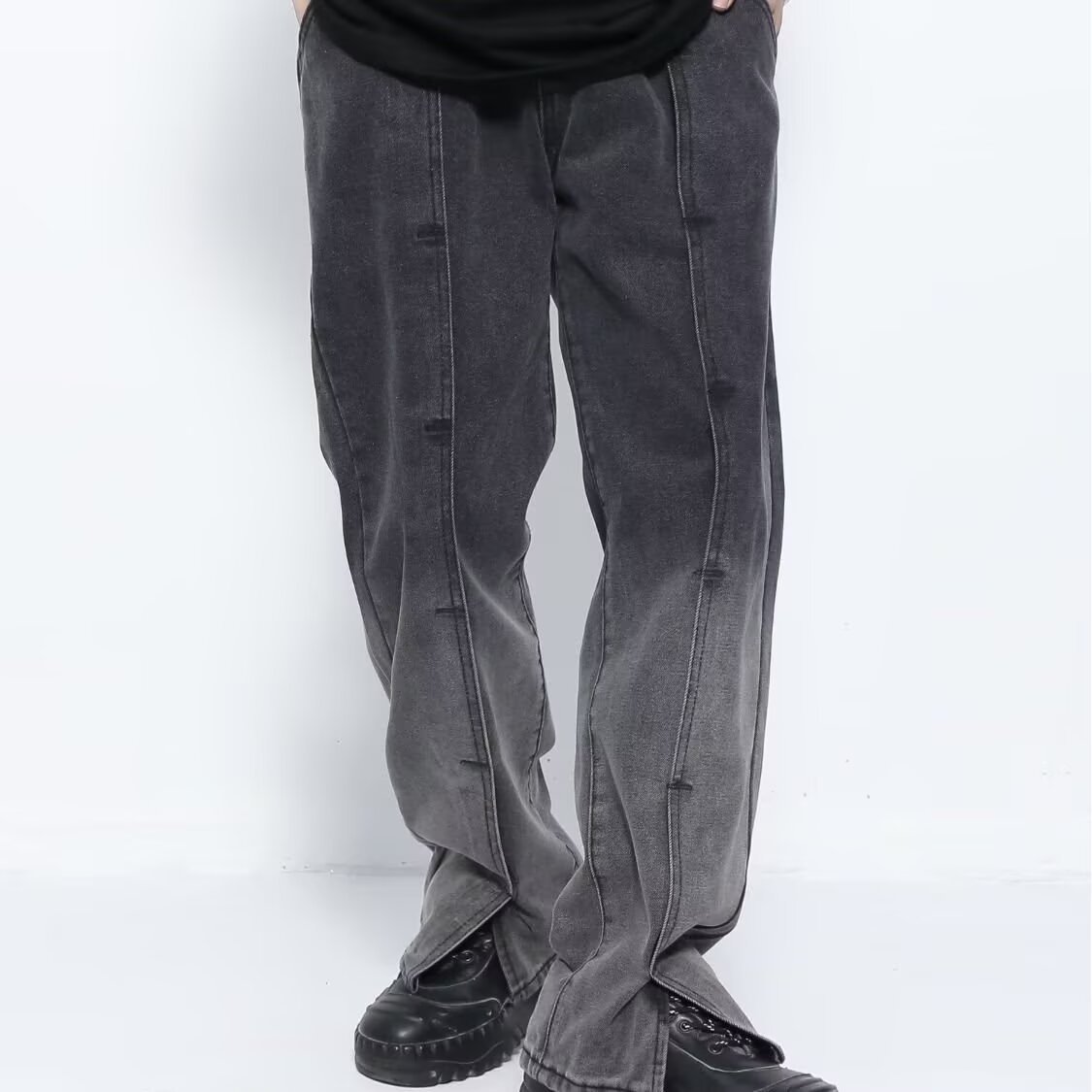 Jeans retro estadounidenses para hombres 2026 primavera y otoño nueva marca de moda de la calle alta delgada recta pantalones casuales de boquilla