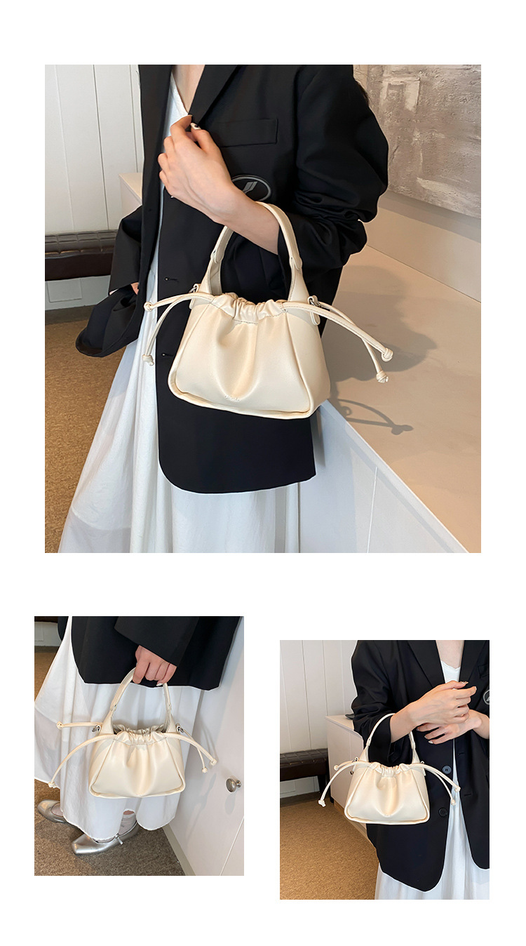 Korean version fashionable drawstring handbag for women 2024 new large capacity bucket commuting versatile shoulder_voghion.com