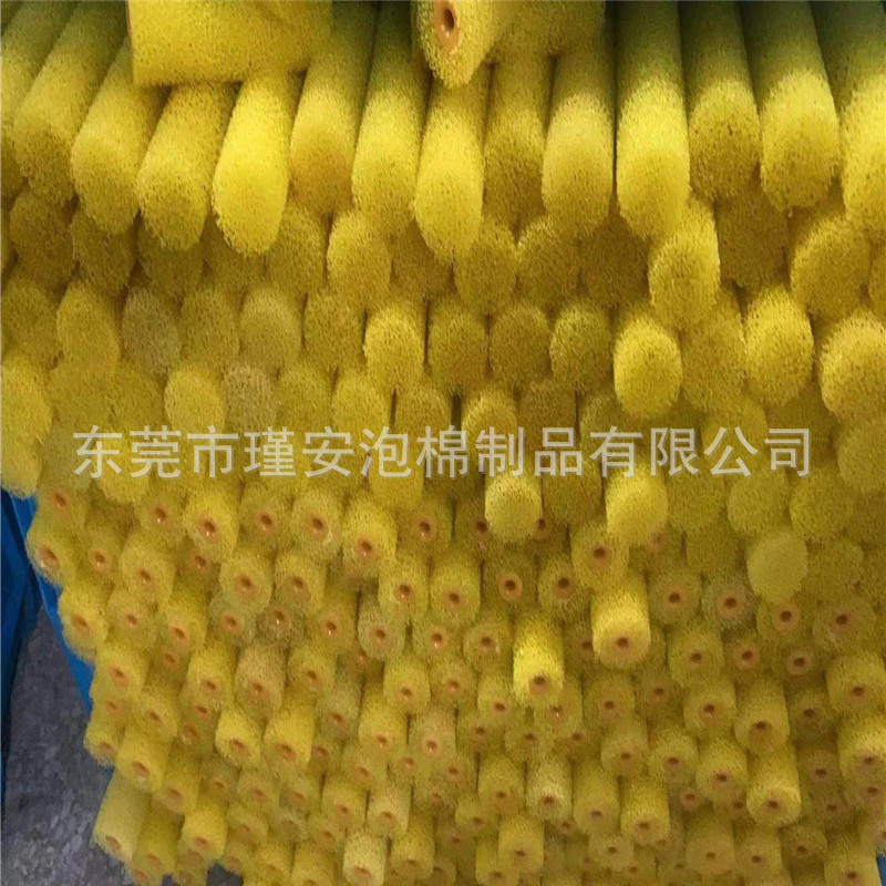 东莞供应高密度吸水吸墨海绵滚轮高密度聚氨酯PU海棉棍管黑棉