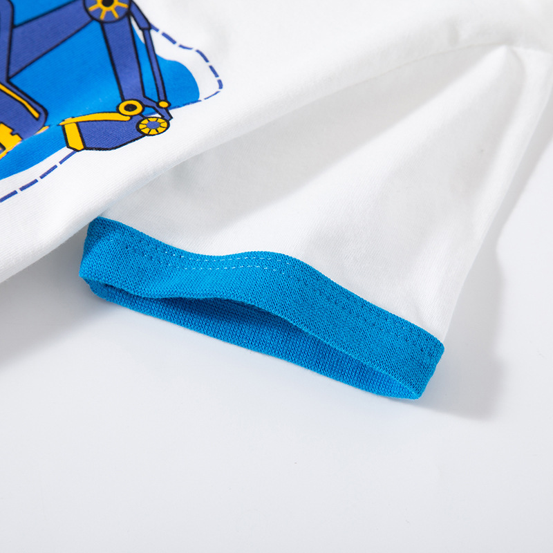 2023 nueva camiseta de manga corta para niños de verano marca de moda bebé algodón cuello redondo coche media manga entrega de una pieza