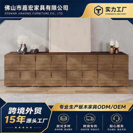 北欧复古电视柜客厅地柜创意条纹设计木质储物柜收纳家具电视柜