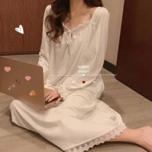 2026睡裙女睡衣新款宫廷风长袖公主风花边韩版宽松大码家居服直播
