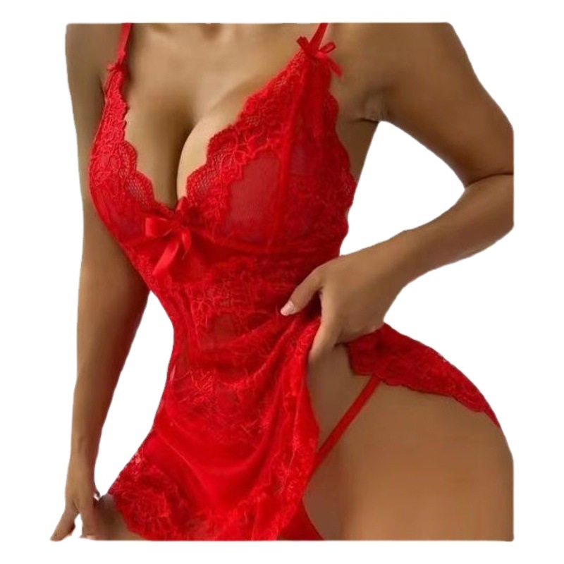 Lencería sexy europea y americana transfronteriza Comercio exterior sexy correa de encaje bordado falda ropa interior traje 4377S-