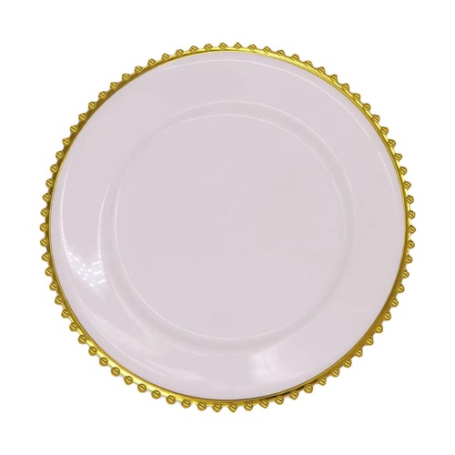 Classic transparent bead edge plate fruit plate wedding banquet plate European home decoration tray pastry snack plate