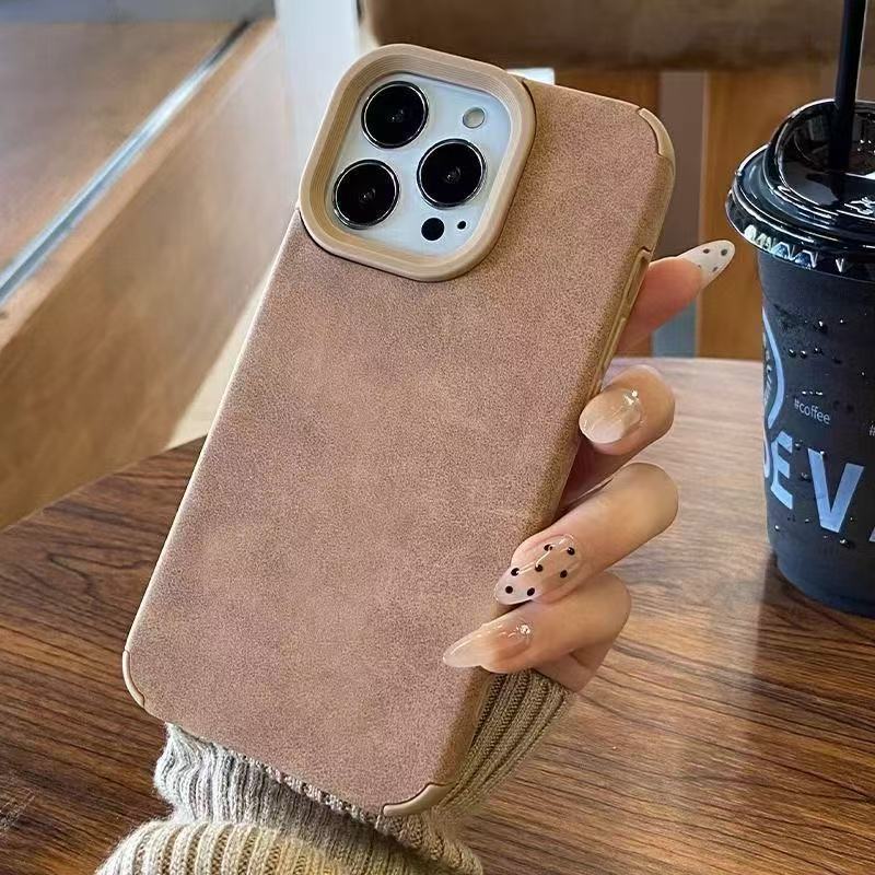 Funda de piel de cordero Tianti adecuada para Apple 16 Pro Max, color sólido para iPhone 15/14/13/12/electrochapada