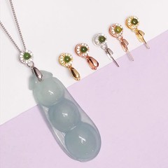 S25純銀扣玉墜夾扣鍍K黃金色翡翠扣子碧玉扣頭項鍊吊墜扣銀飾