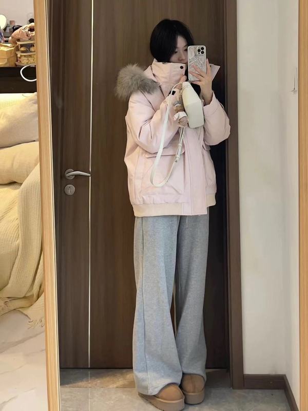 外贸大毛领韩版棉服女短款冬季2025新款宽松工装棉衣加厚棉袄外套|undefined