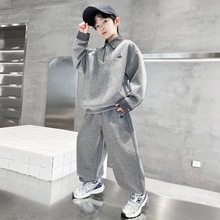 男童秋装polo衫卫衣套装2025新款中大儿童春秋季时髦运动服帅气潮
