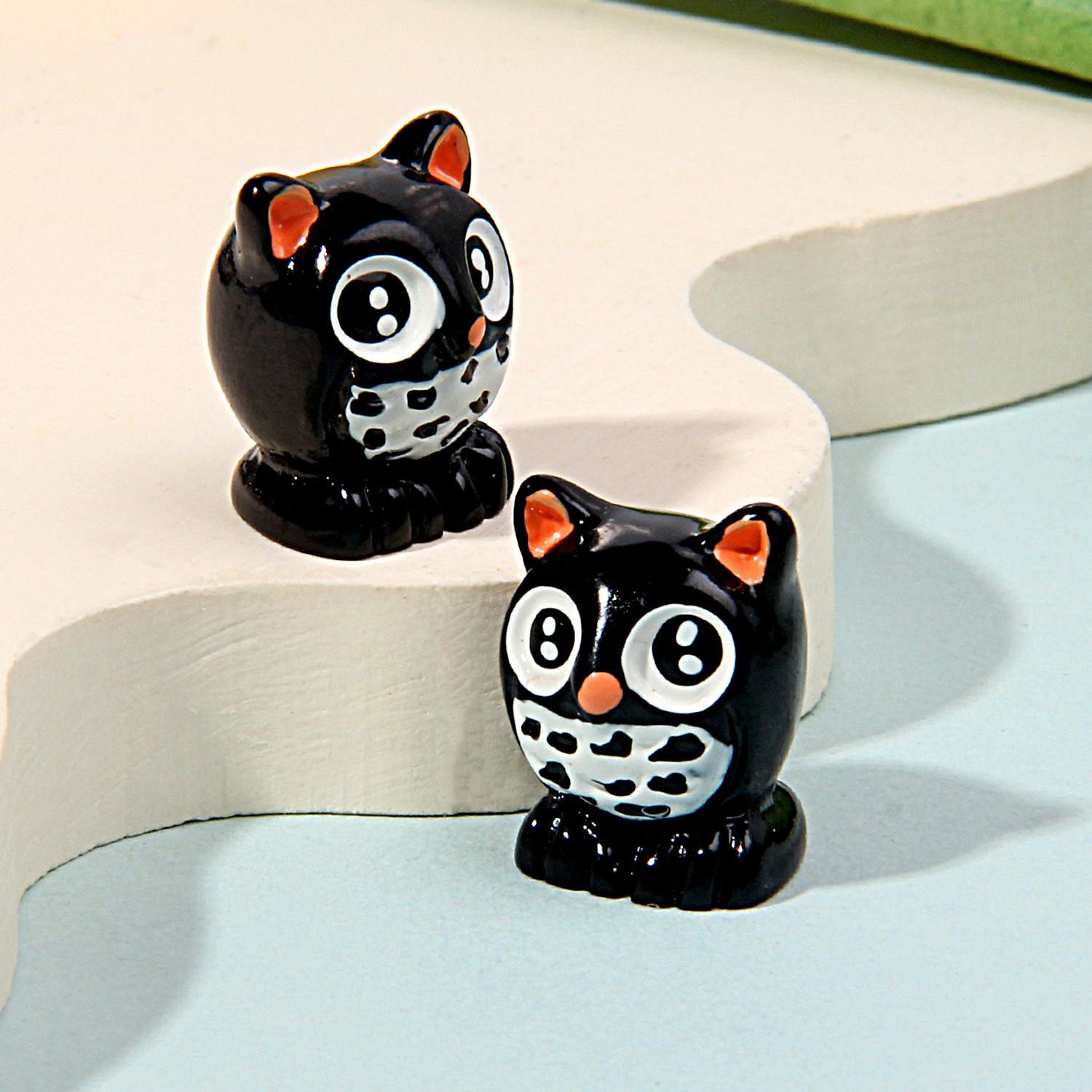 Adornos de resina en miniatura de animales tridimensionales, vaca, panda, micro-paisaje, accesorios para pendientes de jardinería.