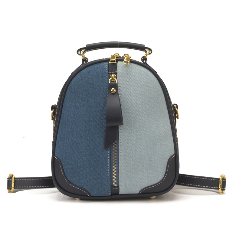 Nicho coreano Jeans color contraste mochila mujer 2026 nuevo cross-border multipropósito de alta calidad mochila versátil