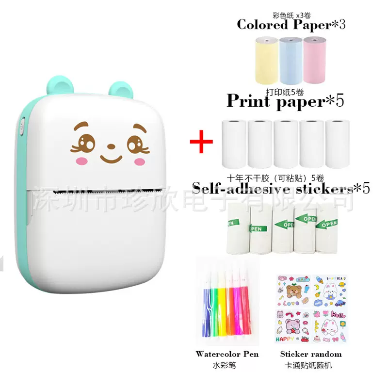 新款A8c照片打印机迷你打印机热敏无墨小型标签机便签蓝牙打印