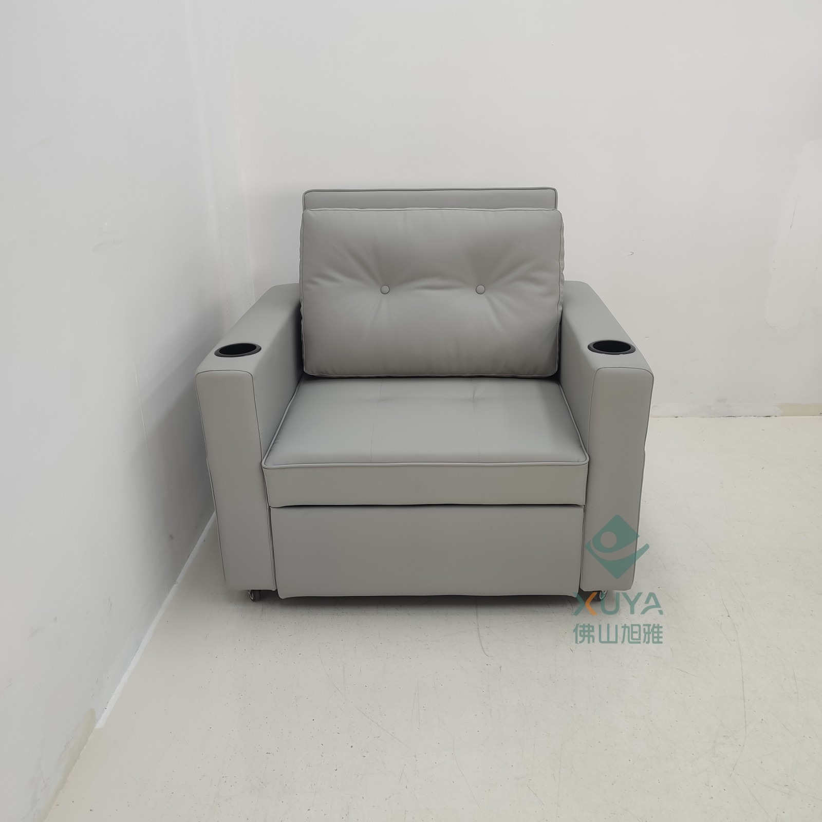 Sofá cama de cuero multifuncional para una persona, sala de estar, oficina, almuerzo, artefacto mágico con portatazas, sofá cama de cine privado
