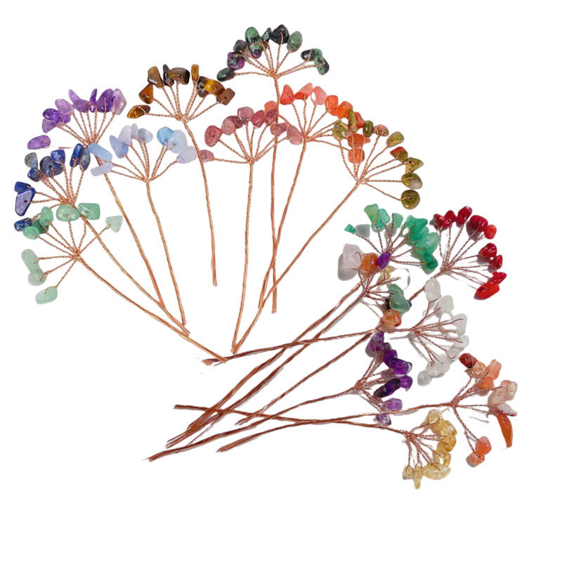 Crystal Tree Fortune Tree Semi-Finished Product, Handmade Woven Irregular Crystal Branches DIY Decoration Accessories