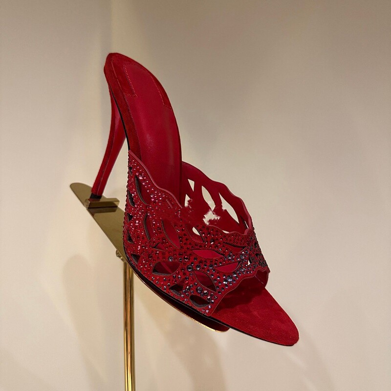 Rhinestone Hollow-Out Sexy Sandals 2026 New Foreign Trade Model Warm Party High Heels Thin Heel Elegant Mules for Women Rhinestone Hollow-Out Sexy Sandals 2026 New Foreign Trade Model Warm Party High Heels Thin Heel Elegant Mules for Women
