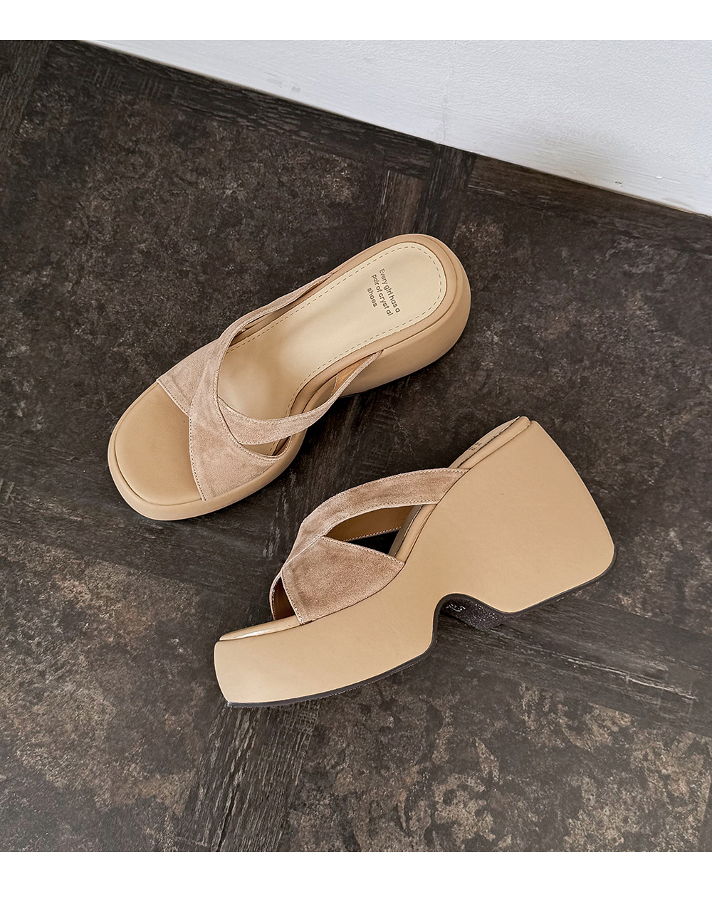 Sandal cao gót nữ quai ngang đế xuồng platform gót siêu cao 12 cm — màu đen, màu mơ chi tiết 14