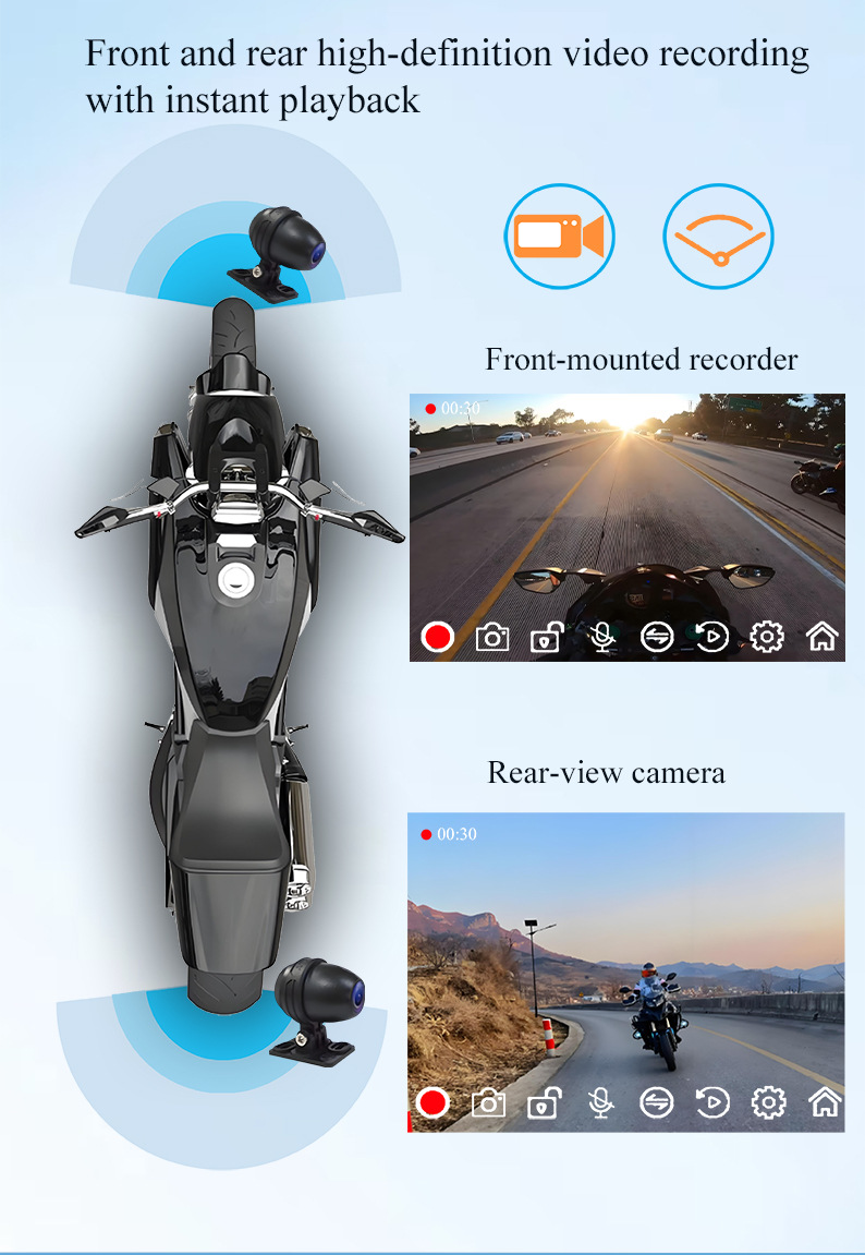 Motorcycle Smart Navigation System CarPlay/Android Auto Wireless Screen Mirroring Dash Cam Waterproof