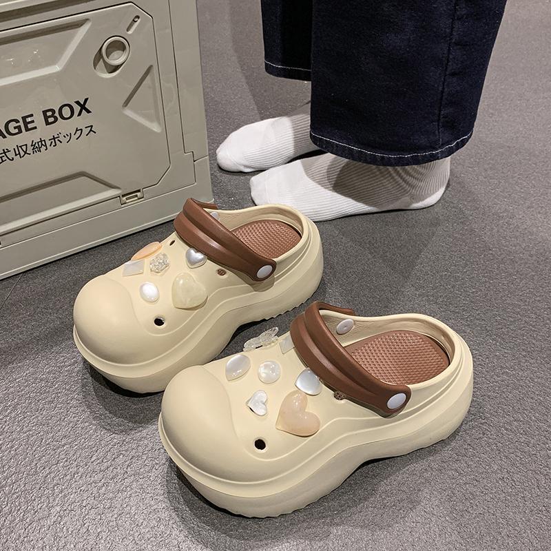 Zapatos con agujeros para mujer verano nueva moda casual zapatos de jardín antideslizantes playa Baotou arrastre transpirable zapatillas de marea de suela gruesa