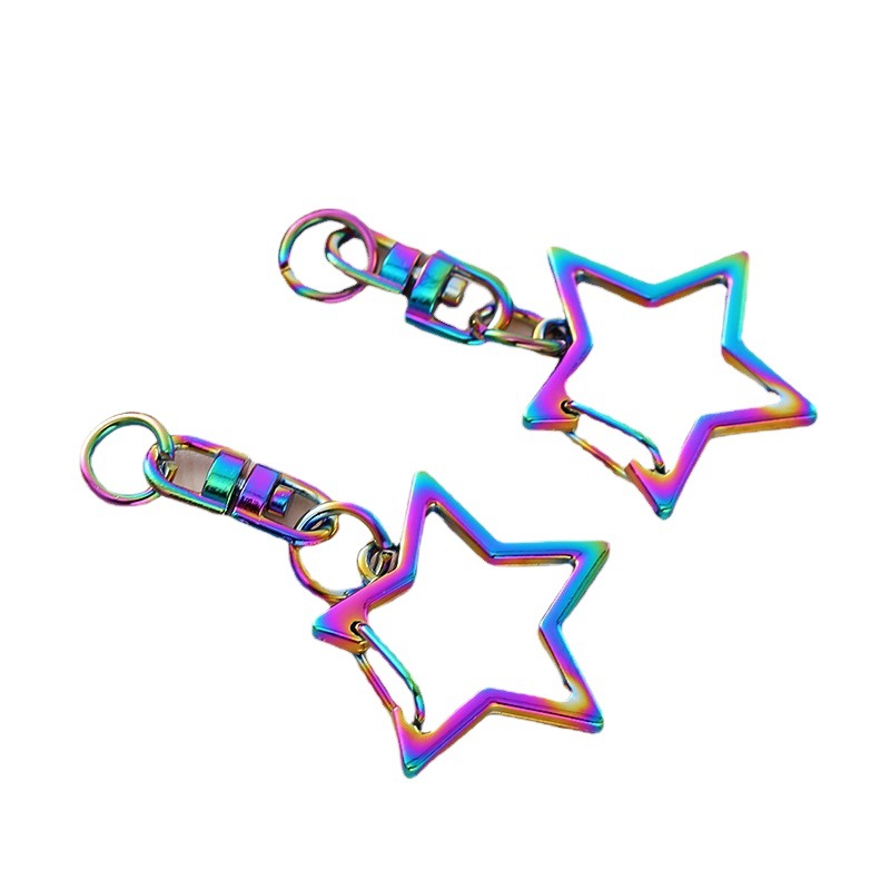 Colorful metal dog buckle diy jewelry accessories animation peripheral pendant five-pointed star +16mm8 star key chain
