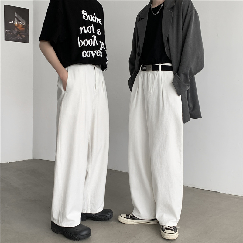 Trousers Men's Spring and Summer High Solid Color Sports Pants Loose Thin Straight Wide Leg Trousers Harlan Casual Trendy Pants