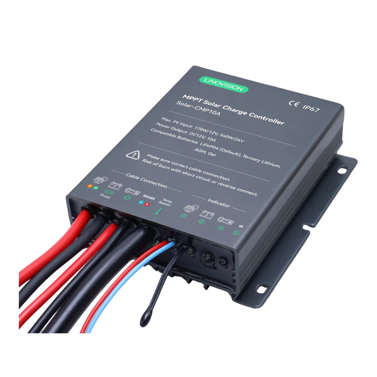 MPPT 12/24V 10A 太阳能充电控制器，带 RS485 远程控制智能