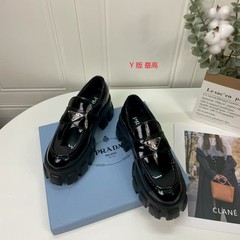 纯原P家乐福鞋女三角标厚底系带真皮增高女鞋单鞋广州工厂直销