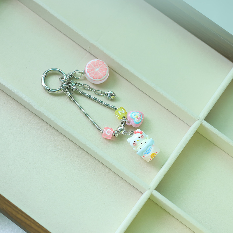 Creative Snake Chain Pandora Keychain Accessories Fruit Ice Cream Kt Cat Beaded Phone Chain Pendant Couple Gift Creative Snake Chain Pandora Keychain Accessories Fruit Ice Cream Kt Cat Beaded Phone Chain Pendant Couple Gift
