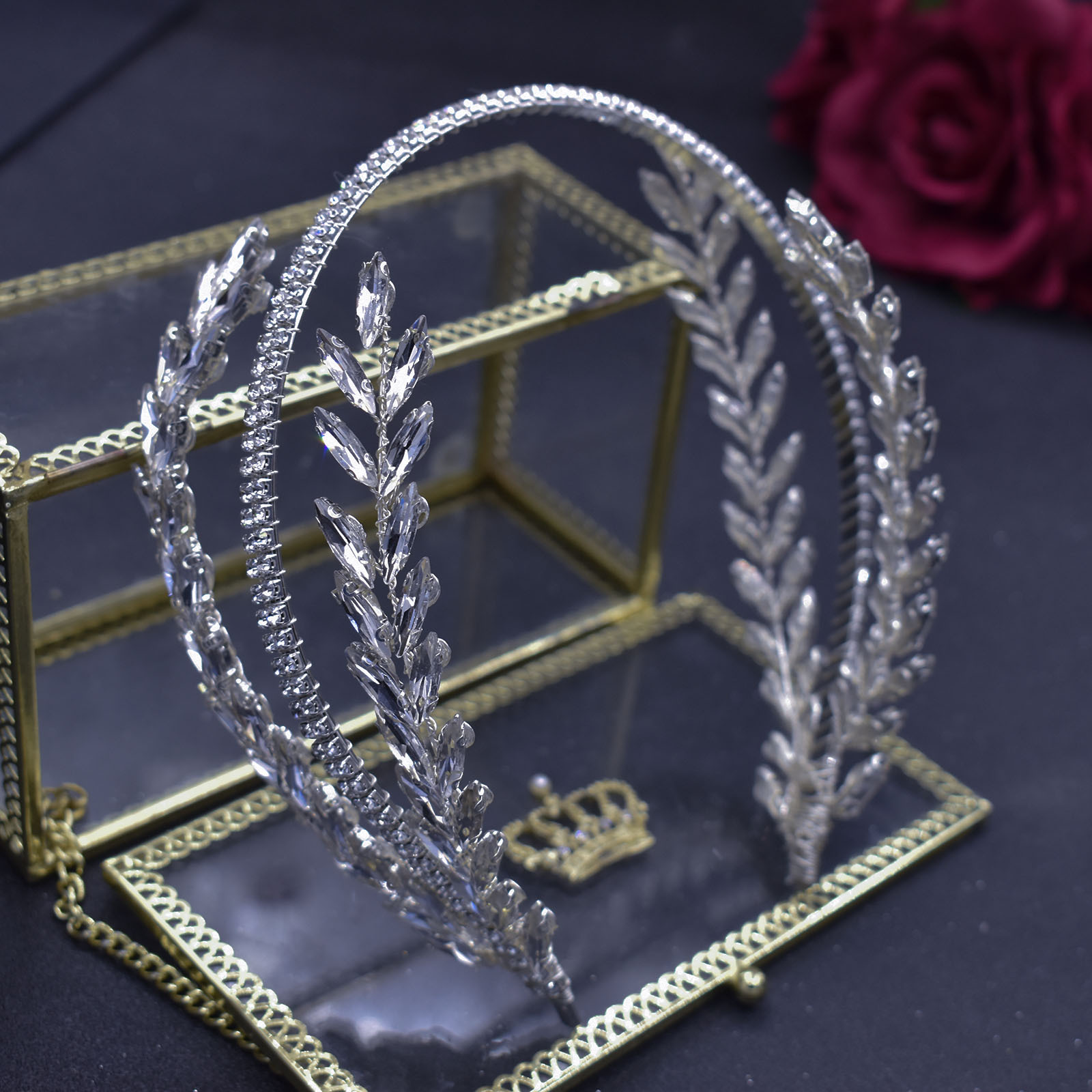 450g Weight Hair Band, Party Headpieces Hair Accessories Type 1 Piece Quantity Holiday, Wedding Occasion Rhinestone Material Leaf Pattern Women's Gender Handmade Design Original Design Style Women's Original Design Leaf Rhinestone Handmade Hair Band Party Headpieces 6