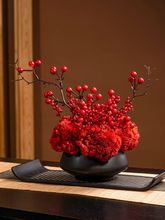 酒店餐厅圆桌中间摆花花摆件客厅装饰假花插花艺摆设