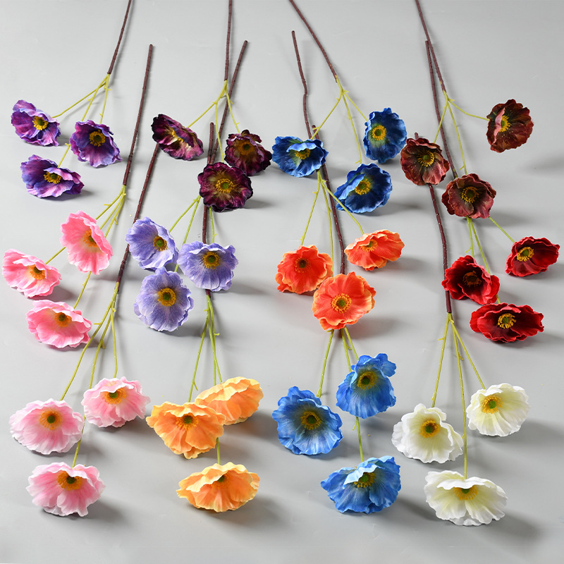 Simulación de flores de amapola 3D retrógrado pinturas al óleo de yu belleza flores falsas bodas decoración de hotel flores artificiales