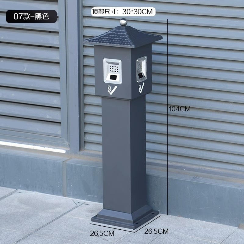 Cenicero vertical al aire libre piso fijo de acero inoxidable Cenicero columna de soporte de cigarrillos titular de cigarrillos colector