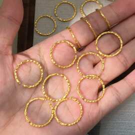 新款S925通体纯银细肌理素银戒指开口可调节素圈指环叠戴配饰