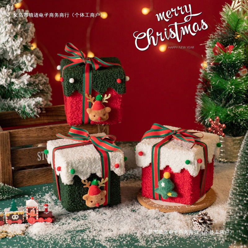 圣诞节装饰品摆件拍照摄影道具圣诞礼物盒桌面圣诞树氛围场景布置