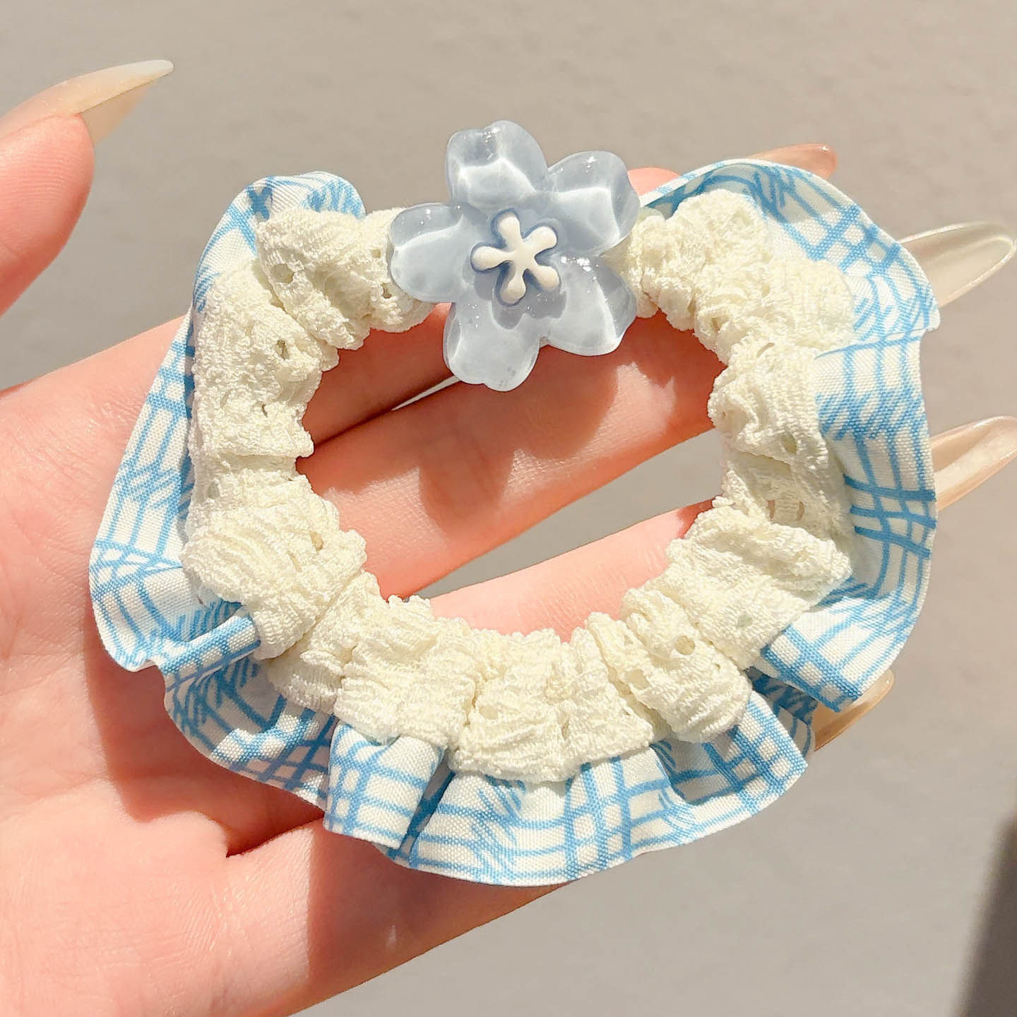 Anillo para el cabello de intestino grueso de gran tamaño coreano, bufanda cuadrada de alta calidad femenina, cuerda para el cabello, banda elástica y duradera, flor de viento perezosa