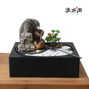 Desktop Buddha Lucky Decoration Water Fountain Living Room Feng Shui Ball Living Room Decorations Zen Sand Table Space Waterscape