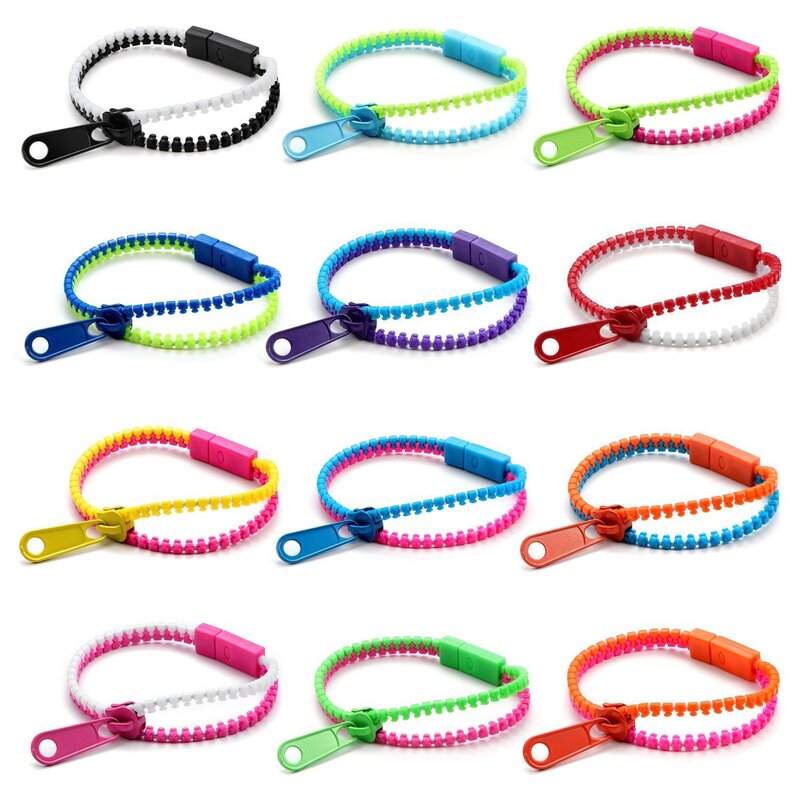 Fashion Zipper Chain Bracelet Simple Candy Color Children's Pull-Tab Mixed Color Bracelet Stress Relief Bracelet Toy Zipper Bracelet